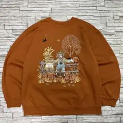 90s ジャージーズ ヴィンテージスウェット パンプキン イラストアート