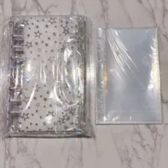 シール帳 クリアバインダー A6 リフィル10枚セット パープル 紫色 星