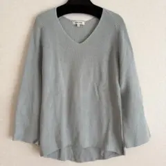 GLOBAL WORK Vネック 長袖 春ニット ライトブルー系