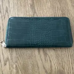 ダークグリーン クロコダイル風 長財布