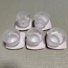 たち吉　冷茶グラスセット　はつはな　茶托付　5客