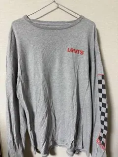 【XLサイズ】Levi's リーバイス ロンT グレー 袖プリント チェッカー柄