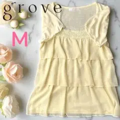 グローブ　grove フリル　チュニック M 淡いイエロー　レース