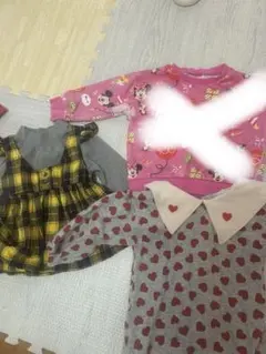 キッズ服 3点セット ミッキー柄・ハート柄・チェック