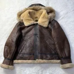 【フード付き】vintage B-3 ムートン フライトジャケット M 超短丈