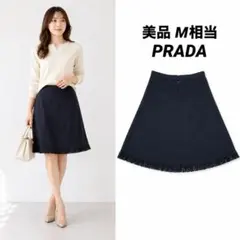 【美品】PRADA レーヨンフレアスカート ブラック 膝丈 イタリア製 M相当のサムネイル