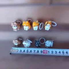 目印猫チャーム猫のミニフィギュア ストラップ 8個セット