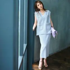 新品タグ付き　JUSGLITTY　ニットツイードベスト×スカートSET