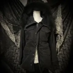 漆黒ファーフード ミリタリーコートv系 ゴシック 無骨 archive lgb