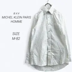a3267▶アー·ヴェ·ヴェ　長袖シャツ【M-82】ストライプ　ホワイト　グレー