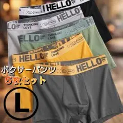 【Lサイズ】 メンズ　ボクサーパンツ 肌着 下着 5枚セット 5カラー