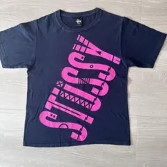 STUSSY ステューシー Tシャツ ネイビー ピンク S