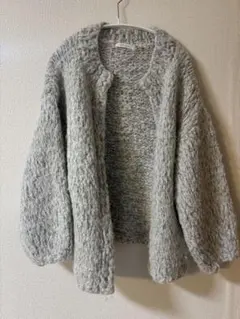 CASA FLINE ハンドニットカーディガン　グレー