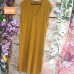 ザラZARA★ワンピース★マスタードイエロー★ストレッチゆったりのサムネイル