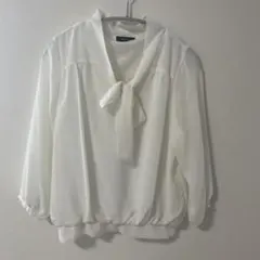 Add Rouge ホワイト シフォン ボウタイ ブラウス