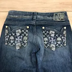 イタリア製 Notify デニムパンツ ローライズ どくろ刺繍 ストレッチ 24のサムネイル