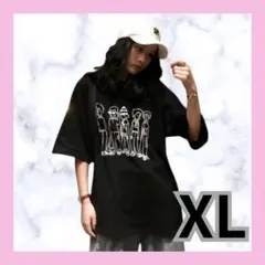 【新品】Tシャツ 黒 ブラック おしゃれ ロゴ 韓国 XLのサムネイル