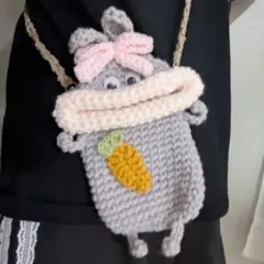 かぎ針編み パクパクモンスタースマホショルダーバッグ