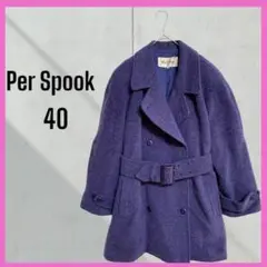 [Per spook] ダブル　ウールコート　レトロ　ベルト付き　未使用　美品