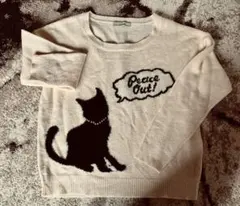 OLIVE des OLIVE 黒猫デザインの長袖ニット