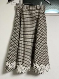 チェック柄フレアスカート レース装飾付き 31 Sons de mode