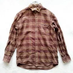 ユニクロ チェックシャツ ブラウン 【M】 カジュアル 春秋 綿100 定番