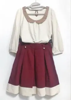 ロペピクニック 丸襟長袖カットソー プリーツスカート 2点セット