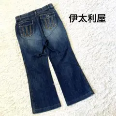伊太利屋 GK デニムパンツ ヒョウ柄 ラインストーン