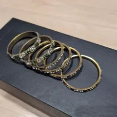 ビジュー　バングル　グリーン　6本セット