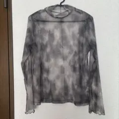 GU シアープリントハイネックT グレー　Mサイズ