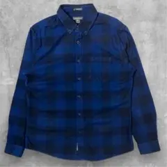 Eddie Bauer バッファローチェックシャツ L 青x黒