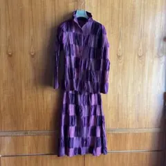 希少美品 イッセイミヤケ セットアップ ドレス 立体 光沢感 