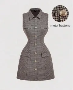 SHEIN チェック柄　ノースリーブ　ミニワンピース