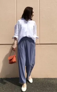 ユニクロ◇クレープジャージーストレートパンツSブルー