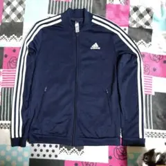 adidas ストライプジャージジャケット S ネイビー 上下セット
