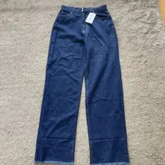 新品未使用coen ダークブルー ワイドレッグデニム L