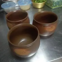 新品未使用　茶色の陶器製汁椀　数量