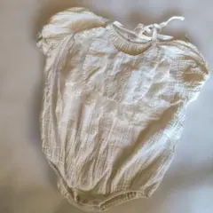 ホワイトフリル刺繍ロンパース　韓国子供服