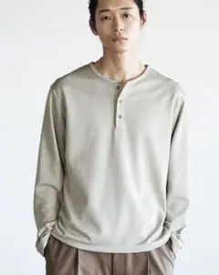 WYM LIDNM ワッフル ヘンリーネック グレージュ Mサイズ