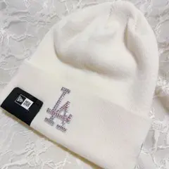 ニューエラ LA ドジャース ニットキャップ ラインストーン オフホワイト