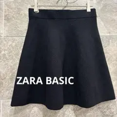ZARA BASIC ザラ ニットスカート ネイビー XS フレア　膝上　ミニ