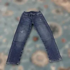 ダークブルー ストレートレッグ デニムパンツ