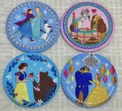 ディズニー刺繍缶バッチ　白雪姫　わんわん物語　美女と野獣　アナと雪の女王