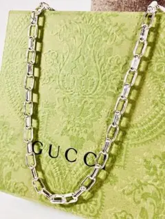 超美品】GUCCI レクタングル チェーン ネックレス 男女兼用 SV925