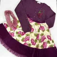 Shirley Temple ぶどう柄セットアップ カーディガン スカート150のサムネイル