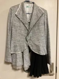 ツイード フリンジ仕上げ ブレザーとスカートセット