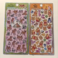プチドロップステッカー　ディズニー　バンビ　プーさん　2点セット　正規品