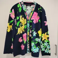 極美品☆レオナール アンサンブル セットアップ シルクウール 花柄