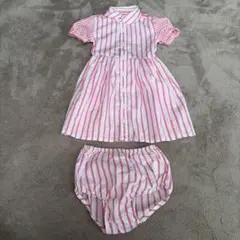 美品　ラルフローレン　ストライプ　ピンク　ブルマ付き　ワンピース　18m りぼん