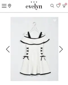 evelyn リボンオフショルニットOP ホワイト